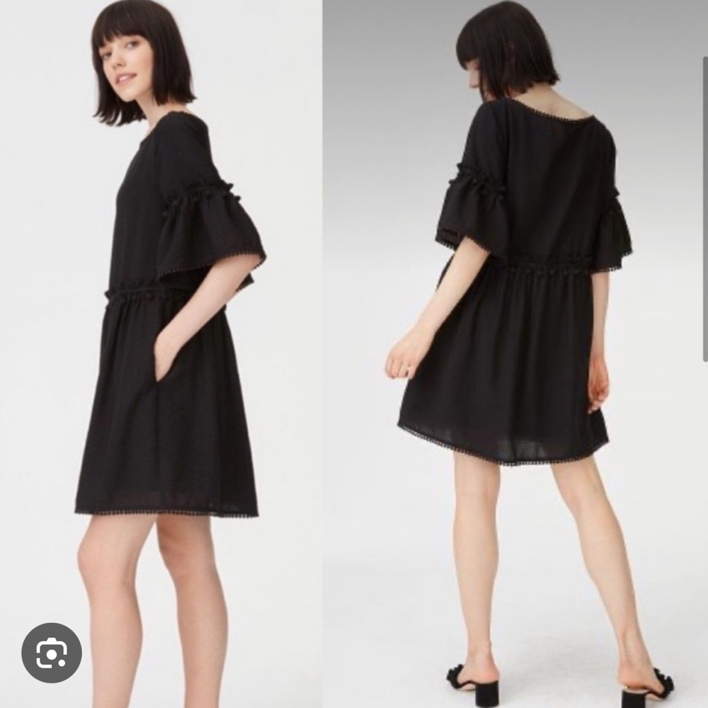 Elegant Black Ruffle Sleeve Dress